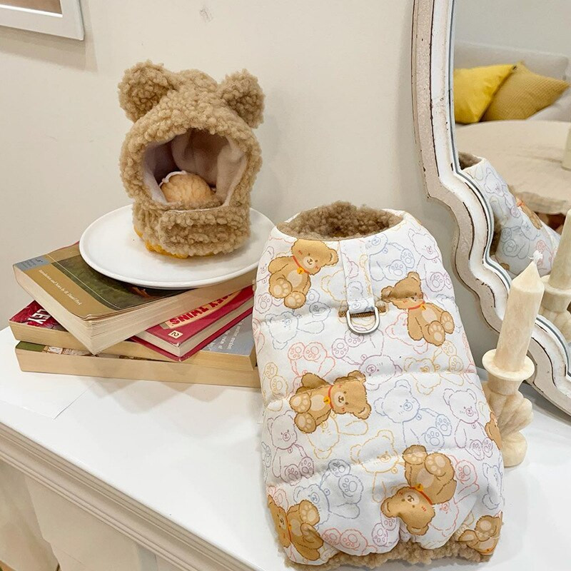 Lemmikloomade moevest sügistalv keskmine väike koerariided armas kapuuts Palus ärevusmantel magus särk Kassipoeg kutsikas soe jope puudel