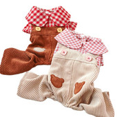 Uus koerte kassi kombinesoon Plaid&Bear disainiga kahekordse komplektiga kevad-/suvised riided koertele kassidele kutsikad