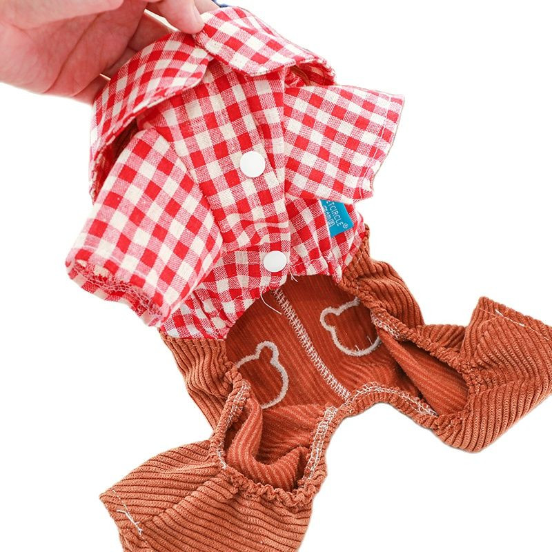 Uus koerte kassi kombinesoon Plaid&Bear disainiga kahekordse komplektiga kevad-/suvised riided koertele kassidele kutsikad