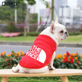 OIMG 100% βαμβακερά ρούχα για σκύλους Αστεία γράμματα Μεγάλα μεγάλα πουκάμισα για σκύλους Καλοκαιρινό κατοικίδιο γάτα Γαλλικά μπουλντόγκ Pomeranian πουκάμισα σκυλιών