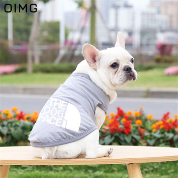 OIMG 100% βαμβακερά ρούχα για σκύλους Αστεία γράμματα Μεγάλα μεγάλα πουκάμισα για σκύλους Καλοκαιρινό κατοικίδιο γάτα Γαλλικά μπουλντόγκ Pomeranian πουκάμισα σκυλιών
