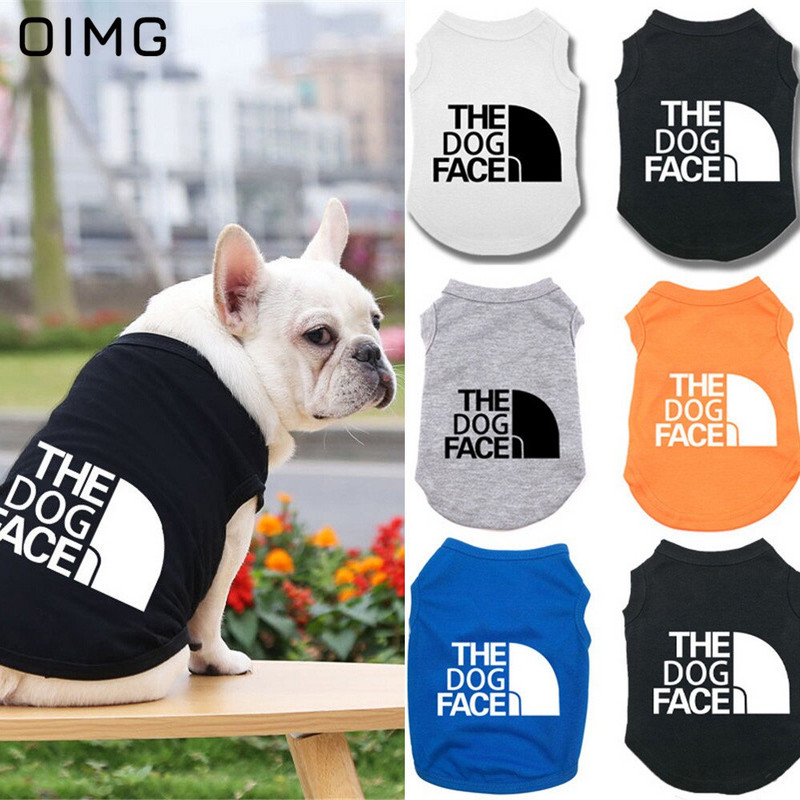 OIMG 100% puuvillased riided koertele Naljaka kirjaga suur suur koerasärk Suvised lemmikloomakassi Prantsuse buldogi Pommeri koera särgid