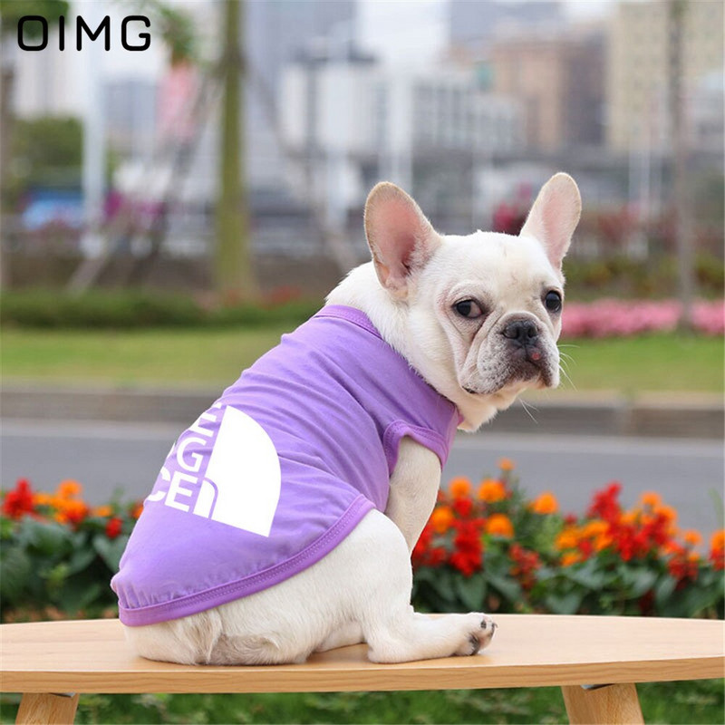OIMG 100% puuvillased riided koertele Naljaka kirjaga suur suur koerasärk Suvised lemmikloomakassi Prantsuse buldogi Pommeri koera särgid