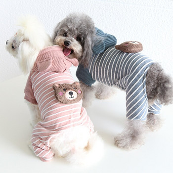 Ριγέ Σχεδιασμός Κοστούμι σκύλου Ropa Gato Φθινόπωρο και Χειμώνας Τα νεότερα πράσινα ροζ χρώματα Τετράποδες φόρμες για κατοικίδια Ρούχα σκύλου Κοστούμι σκύλου