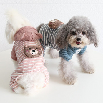 Ριγέ Σχεδιασμός Κοστούμι σκύλου Ropa Gato Φθινόπωρο και Χειμώνας Τα νεότερα πράσινα ροζ χρώματα Τετράποδες φόρμες για κατοικίδια Ρούχα σκύλου Κοστούμι σκύλου