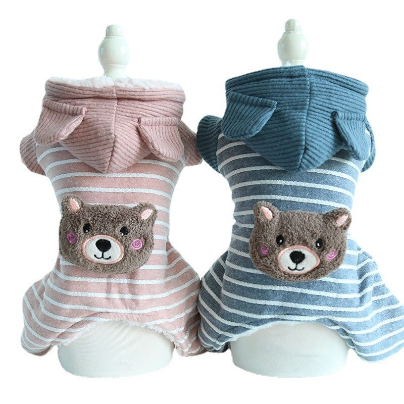 Triibulise disainiga koeraülikond Ropa Gato sügise ja talve uusimad rohelised roosad värvid Neljajalgsed lemmikloomade kombinesoonid Koerariided Koeraülikond