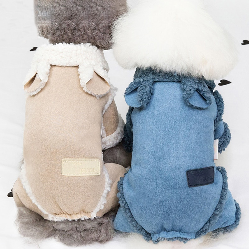 Teplý zimný overal pre psov, flísové kvalitné oblečenie pre šteniatka, plyšové oblečenie, semišové kabáty pre psov, 2 farby