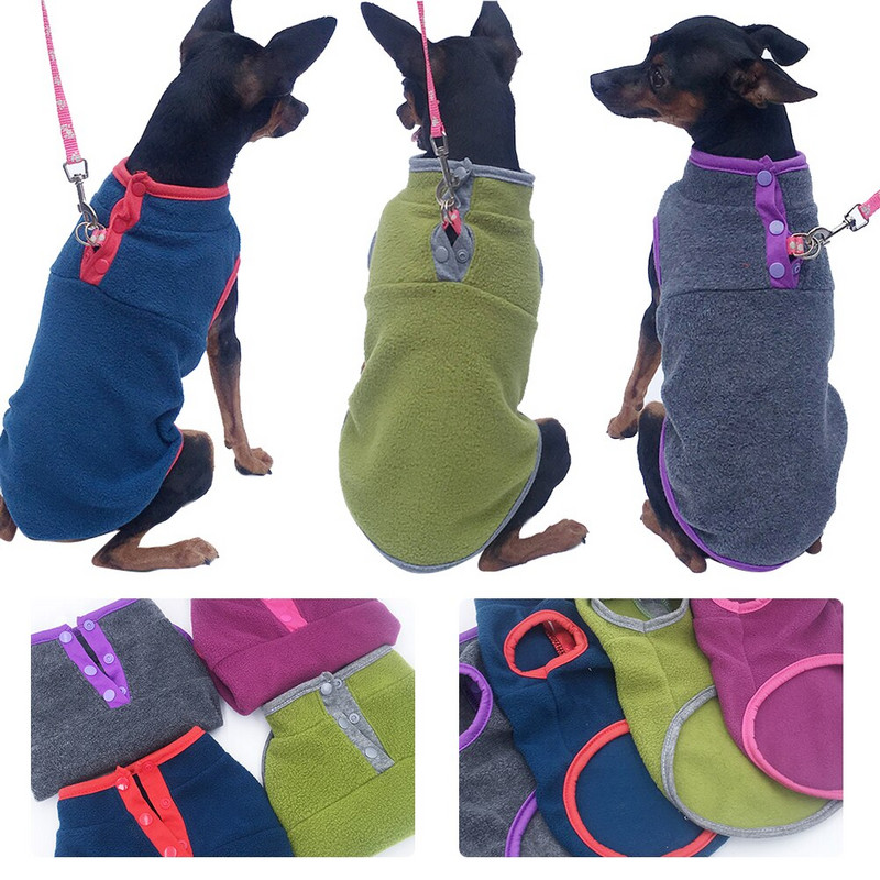 Armsad fliisist lemmikloomariided ühevärvilised soe koera T-särk kampsun sügistalvine paks kassivest väikestele keskmistele koertele varrukas koeravest
