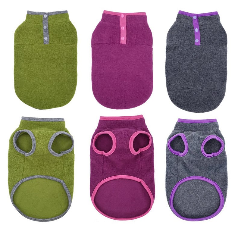 Armsad fliisist lemmikloomariided ühevärvilised soe koera T-särk kampsun sügistalvine paks kassivest väikestele keskmistele koertele varrukas koeravest