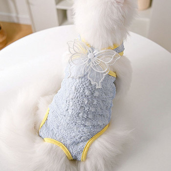 Blue Dog Recovery Suit Ρούχα για κατοικίδια Καλοκαιρινές γυναικείες πιτζάμες 3D Butterfly Seersucker Ολόσωμη φόρμα για μικρό σκύλο ropa Yorkshire