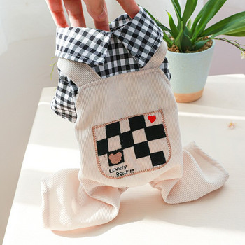 PETCIRCLE Дрехи за кучета Bear Checkerboard Гащеризон за малко куче Puppy Pet Cat All Season Pet Cute Costume Pet Drees Dog Jacket