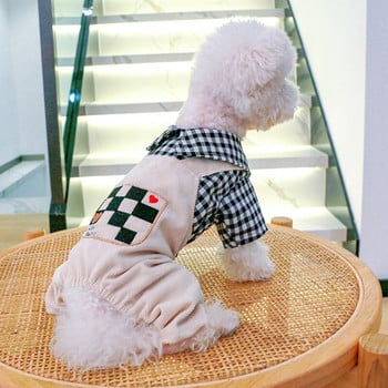 PETCIRCLE Дрехи за кучета Bear Checkerboard Гащеризон за малко куче Puppy Pet Cat All Season Pet Cute Costume Pet Drees Dog Jacket