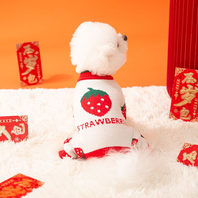 Šteniatko Nový rok Slávnostný štvornohý sveter Kreslený zajačik Oblečenie pre psov Teddy Pletený domáci miláčik Zimný kabát Teplý sveter Chovateľské potreby