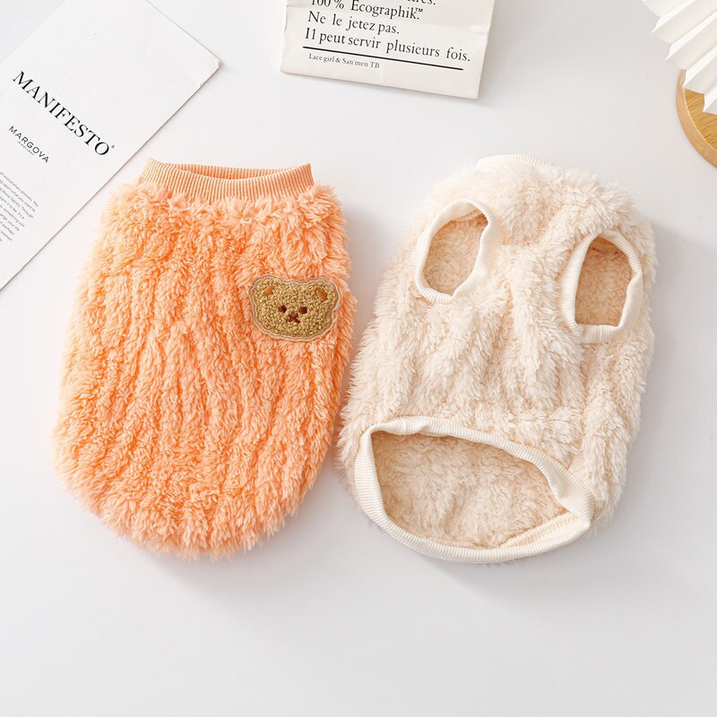 Meškos vilnos megztinis naminiams gyvūnėliams Mieli banguoti dvipusiai šuniuko kačiuko paltai Megztinis mažiems ir vidutiniams šunims katėms šilta žiemos apranga