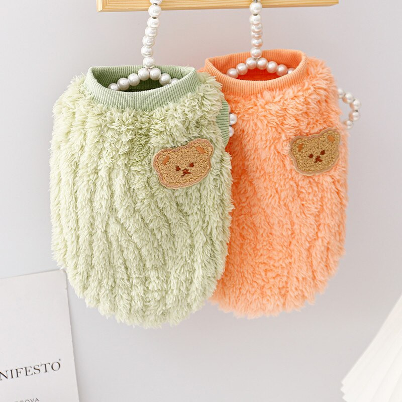 Meškos vilnos megztinis naminiams gyvūnėliams Mieli banguoti dvipusiai šuniuko kačiuko paltai Megztinis mažiems ir vidutiniams šunims katėms šilta žiemos apranga