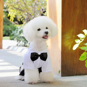 Джентълменско облекло за кучета Сватбен костюм Официална риза за малки кучета Смокинг с папийонка Комбинезон за домашни любимци Хелоуин Коледен костюм за котки