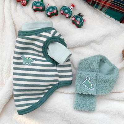 Χαριτωμένο γιλέκο δεινοσαύρων Χειμερινά ρούχα για σκύλους Ριγέ παλτό σκύλου Μπουφάν Litter Dog fleece Ζεστό πουλόβερ Hoody Ρούχα για κατοικίδια Ropa Perro