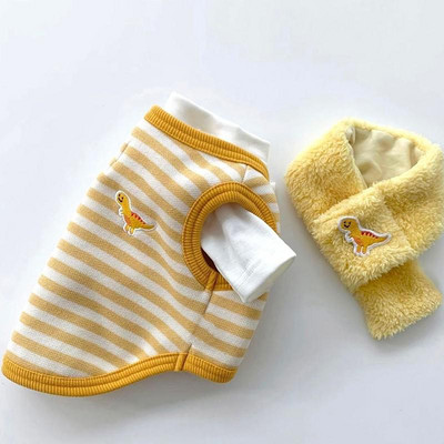 Χαριτωμένο γιλέκο δεινοσαύρων Χειμερινά ρούχα για σκύλους Ριγέ παλτό σκύλου Μπουφάν Litter Dog fleece Ζεστό πουλόβερ Hoody Ρούχα για κατοικίδια Ropa Perro