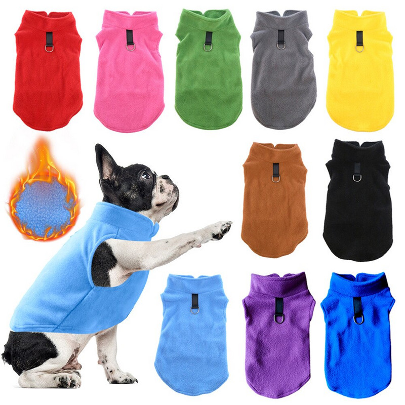 Pehmed fliisist koerariided väikestele koertele Sügistalvine kutsikas kasside vest Lemmikloomarõivad Soe ühevärviline koera kassi vest