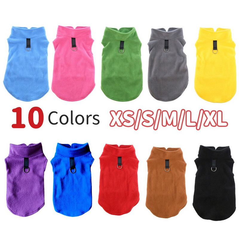 Pehmed fliisist koerariided väikestele koertele Sügistalvine kutsikas kasside vest Lemmikloomarõivad Soe ühevärviline koera kassi vest