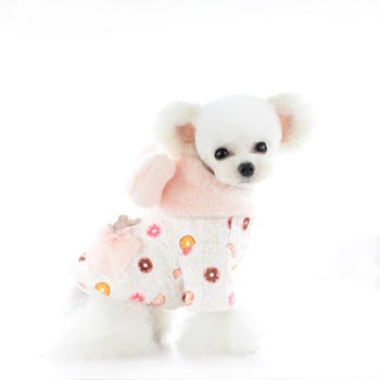 Ρούχα για μικρά σκυλιά Φθινοπωρινή χειμωνιάτικη ζεστή ολόσωμη φόρμα Γάτα Γλυκό καρτούν μάλλινο πουλόβερ Κουτάβι Μόδα Χοντρό κουκούλα Yorkshire Poodle Bulldog
