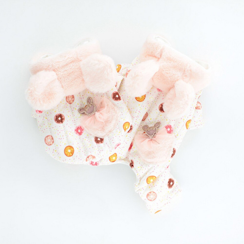 Väike koer riided Sügistalv soe kombinesoon kass armas multikas villane kampsun kutsikas mood paks kapuuts Yorkshire puudli buldog