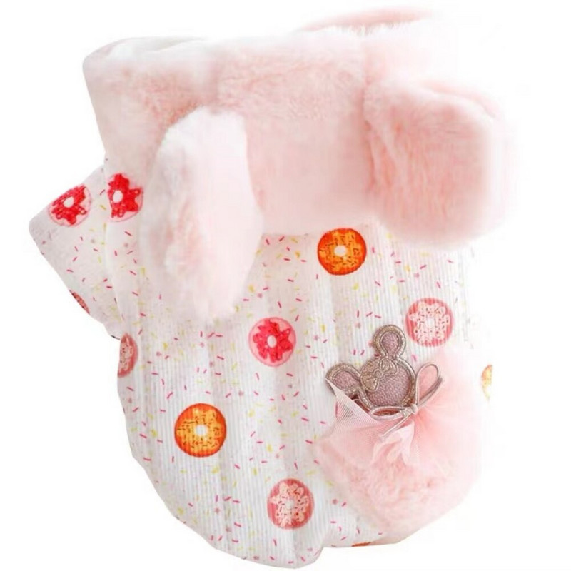 Väike koer riided Sügistalv soe kombinesoon kass armas multikas villane kampsun kutsikas mood paks kapuuts Yorkshire puudli buldog