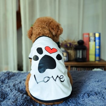 Cute Paw Printed Heart Love Design Dog Vest Дрехи Мека лятна риза за кучета Puppy Dog Аксесоари Тениска Жилетка за домашни любимци Дрехи