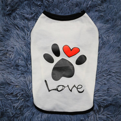 Armsa käpaga trükitud südame armastus Disain Koeravesti riided Pehme suvine koerasärk Kutsika Koera Aksessuaarid T-särk Lemmiklooma Vest Rõivad Riided