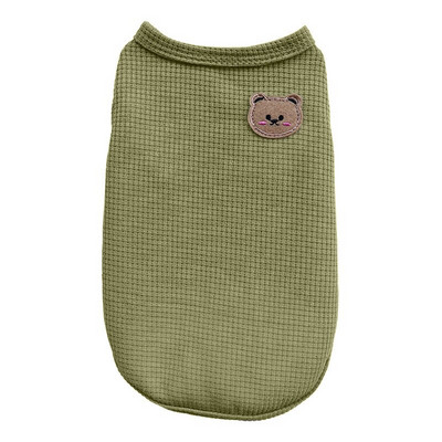 Medvjed Prsluk Odjeća za pse Mačka Jednobojna majica Odjeća za pse Tanka mala modna čivava Pamuk Ljeto Zelena Prozračna djevojka Mops