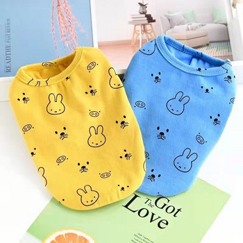 Βαμβακερά μαλακά ρούχα για σκύλους Κουνέλι με μοτίβο κατοικίδιων ζώων Γιλέκο για γάτα Καλοκαιρινό αμάνικο πουλόβερ Φούτερ μπλουζάκι για κουτάβι