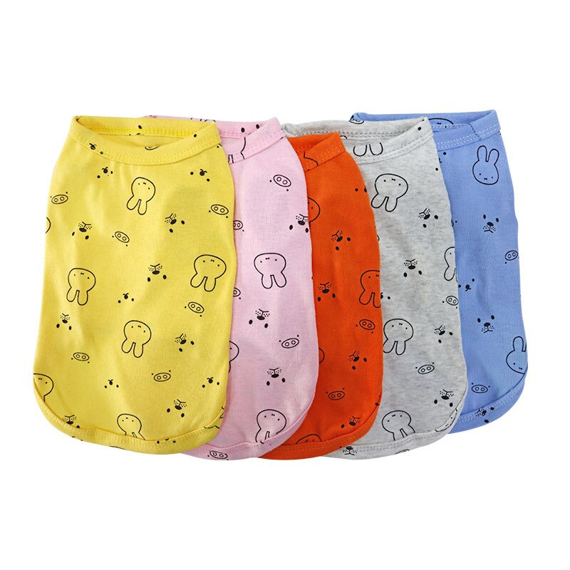 Haine moale pentru câini din bumbac, model de iepure de desene animate, animale de companie, vestă de pisică, pulover fără mâneci de vară, tricou pentru cățeluș