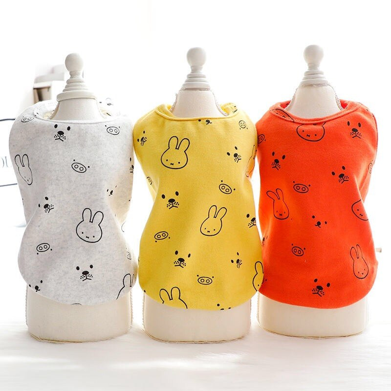 Haine moale pentru câini din bumbac, model de iepure de desene animate, animale de companie, vestă de pisică, pulover fără mâneci de vară, tricou pentru cățeluș