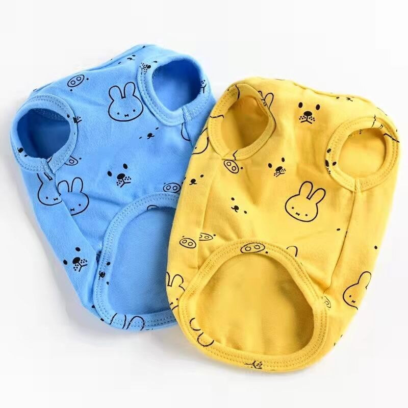 Haine moale pentru câini din bumbac, model de iepure de desene animate, animale de companie, vestă de pisică, pulover fără mâneci de vară, tricou pentru cățeluș