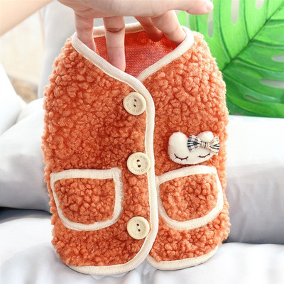 Žieminiai šuniukų drabužiai plius aksominė šilta šunų liemenė Kawaii kišeninės sagos šunų drabužiai Maži vidutiniai katės šunų paltai Striukė naminių gyvūnėlių kostiumai