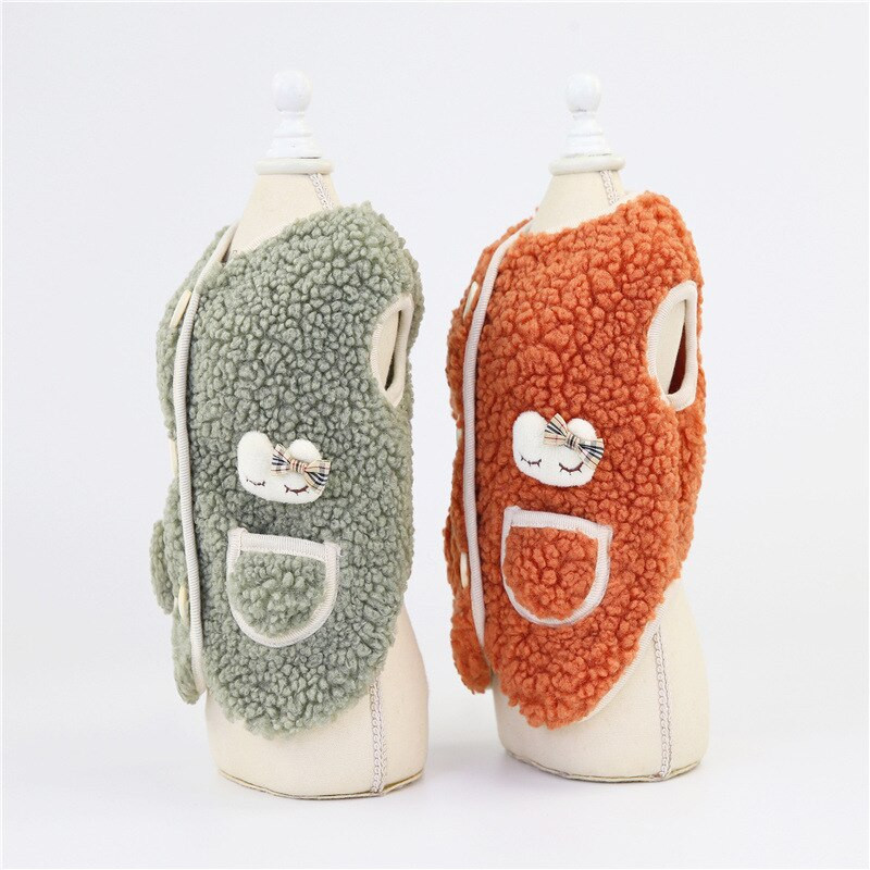 Žieminiai šuniukų drabužiai plius aksominė šilta šunų liemenė Kawaii kišeninės sagos šunų drabužiai Maži vidutiniai katės šunų paltai Striukė naminių gyvūnėlių kostiumai