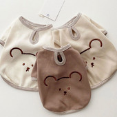 Új kisállat nyári póló Kutyaruhák Vékony macskamellény Rajzfilm Medve Arc Rövid ujjú Gofri légáteresztő mellény Designer kutyaruhák