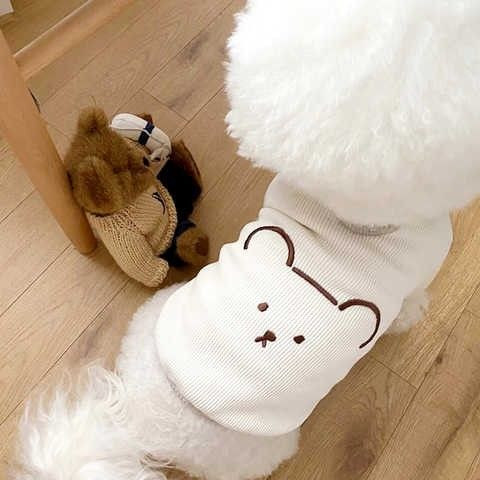 Új kisállat nyári póló Kutyaruhák Vékony macskamellény Rajzfilm Medve Arc Rövid ujjú Gofri légáteresztő mellény Designer kutyaruhák