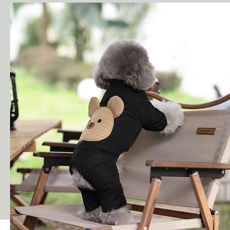 Mielas animacinių filmų kombinezonas meškučiui šuniui žieminis medvilninis šiltas naminio šuns drabužis Keturkojai šunų paltas Striukė mažiems šunims Šnauceris Ropa Perro
