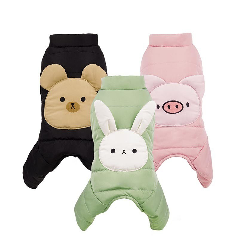 Mielas animacinių filmų kombinezonas meškučiui šuniui žieminis medvilninis šiltas naminio šuns drabužis Keturkojai šunų paltas Striukė mažiems šunims Šnauceris Ropa Perro
