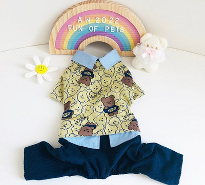 Kisállat ruhák Őszi Tél Meleg Rajzfilm Jumpsuit Macska Divat Gyapjú Pulóver Kölyök Aranyos Vastag Ing Kis Kutya Kabát Uszkár Yorkshire