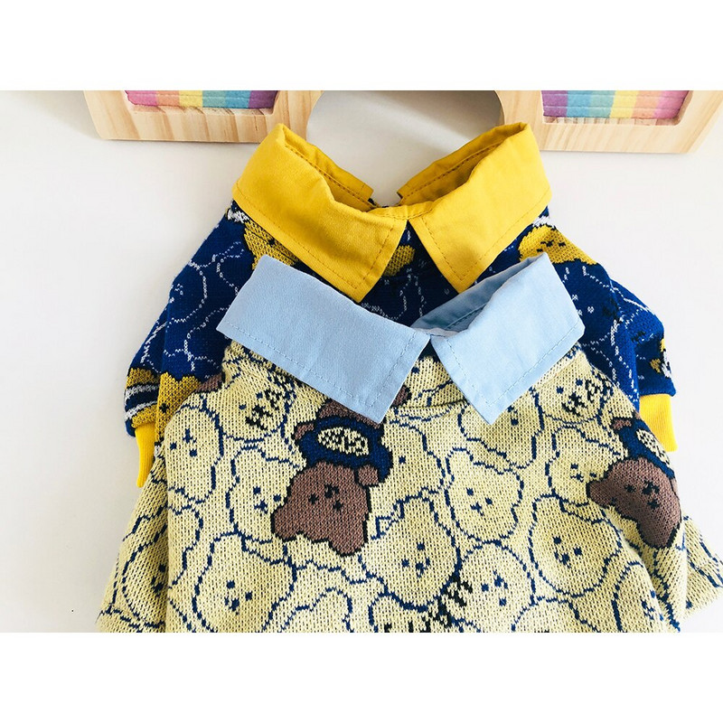 Kisállat ruhák Őszi Tél Meleg Rajzfilm Jumpsuit Macska Divat Gyapjú Pulóver Kölyök Aranyos Vastag Ing Kis Kutya Kabát Uszkár Yorkshire