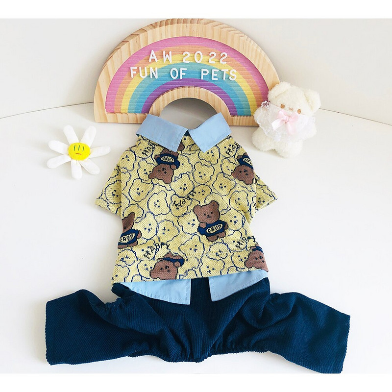 Kisállat ruhák Őszi Tél Meleg Rajzfilm Jumpsuit Macska Divat Gyapjú Pulóver Kölyök Aranyos Vastag Ing Kis Kutya Kabát Uszkár Yorkshire