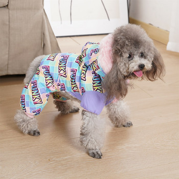 Зимни дрехи за малки кучета Супер топло розово палто за момичета с пухкава кожена яка Водоустойчив ветроустойчив снежен гащеризон за кученца