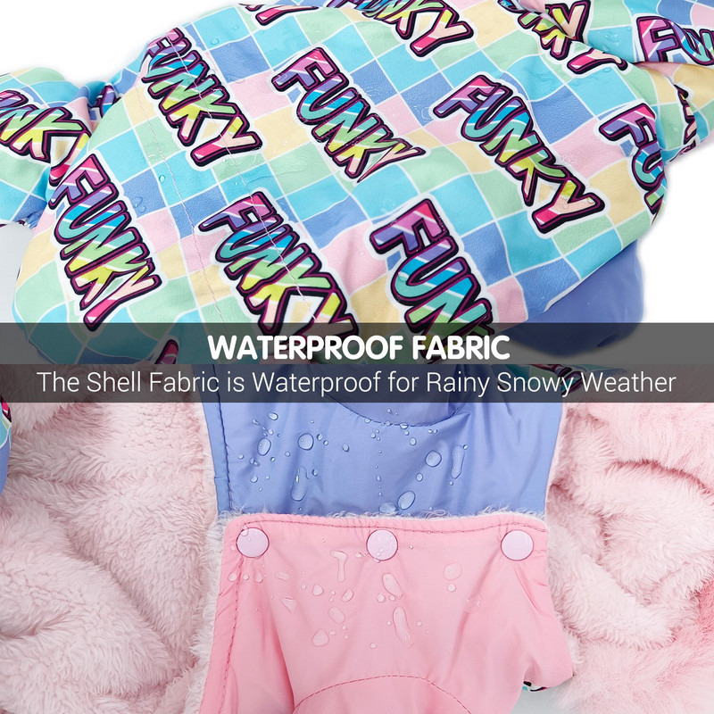 Téli ruhák kis kutyáknak Szuper meleg rózsaszín lány kutyakabát bolyhos szőrme nyakörvvel, vízálló szélálló kiskutya hóruha overál