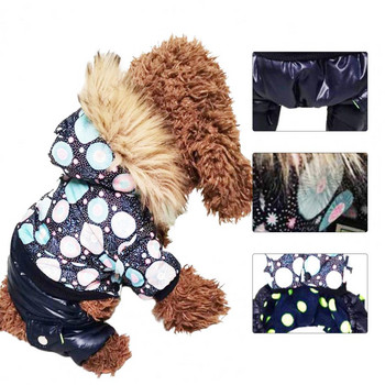 Ασημένια ολόσωμη φόρμα για σκύλους Χοντρή κουκούλα για κατοικίδια Parka Χειμερινά ρούχα για σκύλους Ζεστές φόρμες τεσσάρων ποδιών για μικρά σκυλιά Puppy Schnauzer