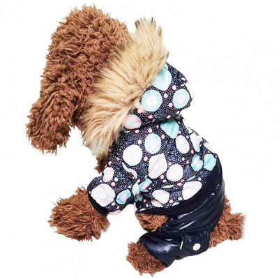 Sudraba kombinezons suņiem Biezs Pet Hoodie Parka Ziemas Suņu Apģērbs Silts Četrkāju Kombinezons Maziem Suņiem Kucēns Šnaucers