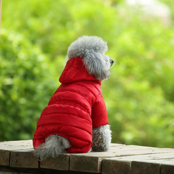 Χειμερινό Ζεστό Σακάκι Σκύλου Κοστούμι για σκύλους για κατοικίδια Κουτάβι Ελαφρύ παλτό με κουκούλα τεσσάρων ποδιών Ρούχα για αρκουδάκι μεγάλο σύνθετο σκι