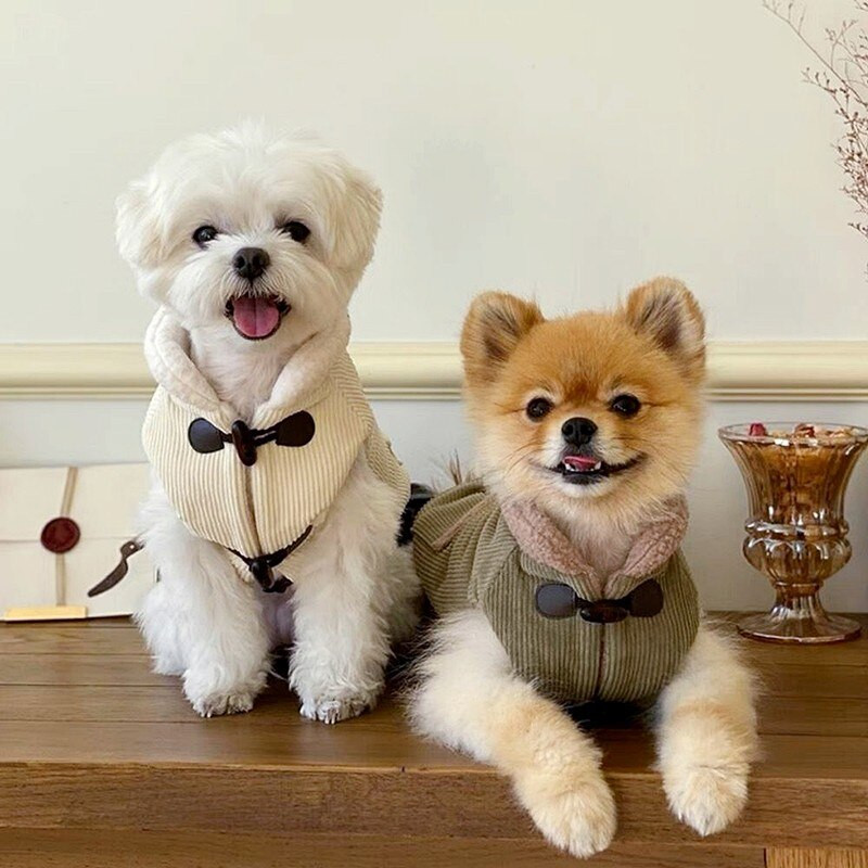 Palton pentru câini din velur vestă cu cataramă în corn pentru câini de talie mică, mijlocie, jachetă Yorkshire, polar de iarnă, haine calde pentru câini, îmbrăcăminte pentru animale de companie Ropa Perro