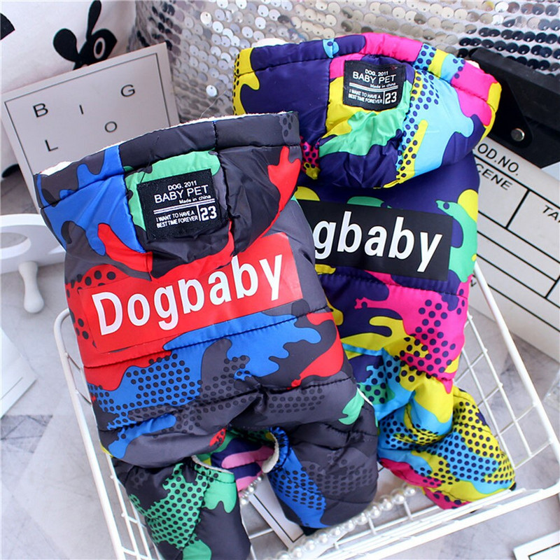 Talvised väikesed koerariided Kutsika Koera sulemantel Parkad Mood Kamuflaaž Prinditud Lemmikkassi Kutsikas Suusakostüüm Koer Puuvillane jope varustus